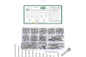 YOUYIDUN 811 Pz Set di Viti M3, Viti Bulloni e Dadi Kit, Bulloni Viti a Testa Cilindrica con Esagono Incassato e Dadi e Rondelle Set, DIN912 viti a Brugola(Argento)