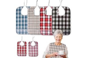 MEYAGOT Babero Adulto Impermeable, 4 Piezas Baberos Adultos Reutilizables, Baberos Personas Mayores, Hombres Mujeres Ancianos y Discapacitados