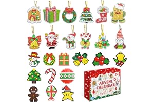 AITSITE Pegatinas de Pintura de Diamantes Navideñas, 24 Piezas 5D DIY Diamond Painting Navidad Pegatinas Kits, Llaveros Navidad Llaveros Diamante Pintura Kits para Decorar Ventanas y Árbole de Navidads