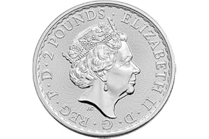 SILVERN METALS Moneta Britannia 999 2023 da 1 oncia | Regina Elisabetta | Argento puro 999 FDC | Presentata in capsula Quadrum Premium | Autentica e maneggiata con cura