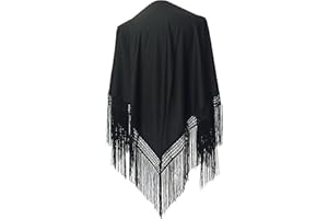 La Senorita Hiszpański szal do tańca flamenco czarny, Czarny, M
