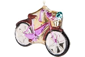 BRUBAKER Damcykel Rosa - Handmålad Julboll i Glas - Handblåst Julgransdekorationer Figurer Roliga Dekorativa Hängen Trädboll