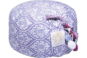 YOMANIS Cuscino da meditazione Zafu 31 cm rotondo 18 cm altezza seduta sociale & equo cotone biologico certificato Öko Tex Bioland farro spelz Demeter Mühle Yoga cuscino da viaggio con bastone