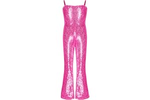 CHICTRY Kids Girls Chiffon Sequins Wide Leg Jumpsuit High Waist Ruffle Pants Romper Party Outfit