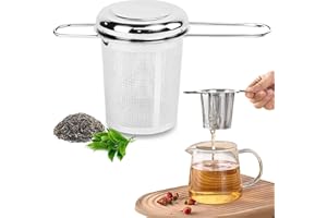 XSQD Doppio Dispositivo Infusione Tè Della Tazza Dell'orecchio, Filtro Te Dell'acciaio Inossidabile 304, Maniglia Pieghevole, Portatile Tisaniera Infusiera, Adatto per teiere e tazze
