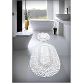 100% Cotton Hand Tufting Bath Mat Set, Bath Rug Cottonway 2 Li Set 60x100-60x50 (EKRU)