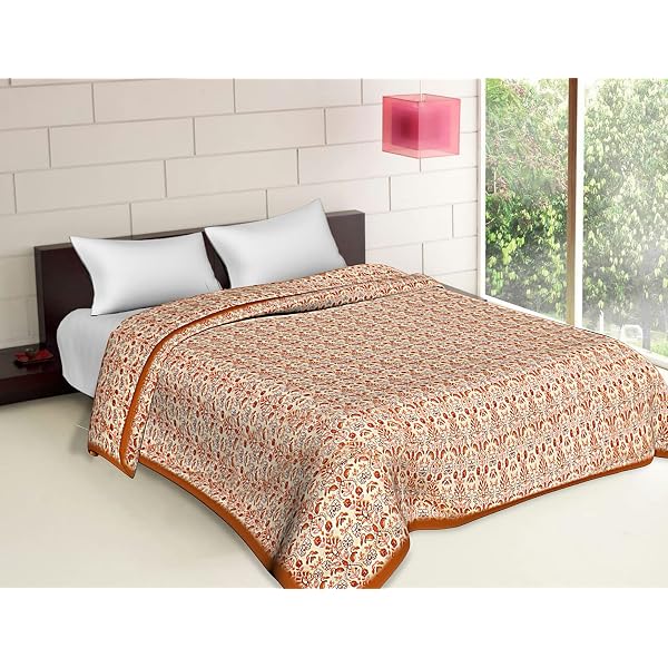 Buy Kuber Industries Lightweight Paisley Design Cotton Reversible Double  Bed Dohar|AC Blanket for Home u0026 Travelling (Cream) Online at Low Prices in  India - Amazon.in
