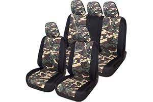 Auto Accessori Lupex A23 Coprisedili auto universali, anteriori e posteriori (Set Completo Bicolore, Mimetico Verde)