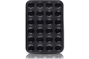 Belmalia Teglia per Mini Muffin, Silicone, 34 x 24 x 2 cm, 24 Stampi, Rivestimento Antiaderente Cupcake Brownie Budino Nero