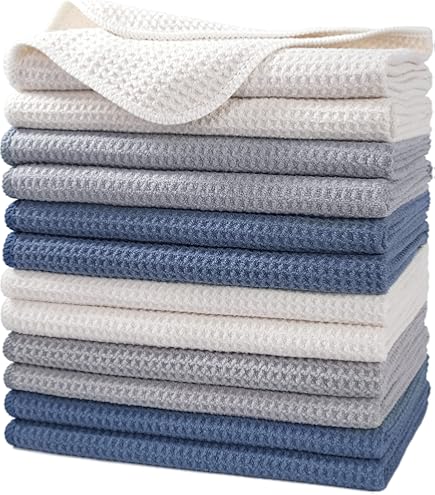 Polyte - Premium theedoeken van microvezel - wafelstructuur - grijs - 41 x 71 cm - 12 stuks