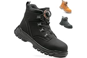 KOIFISH Steel Toe Cap Boots Mens Womens No Lace Work Boots Anti Slip Comfortable Lightweight Safety Shoes