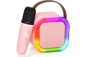 Ankuka Mini Bluetooth Karaoke Maschine, 2024 Spielzeug Karaoke mit 1 Mikrofon für 4, 5, 6, 7, 8, 9, 10, 12 Jahre alte Mädchen Geburtstagsparty, mit LED-Umgebungsbeleuchtung. (Rosa)