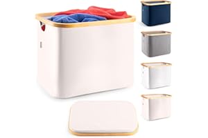 Lonbet Eleganckie pudełko do przechowywania, beżowe, duży i wszechstronny kosz na pranie, antybakteryjne przechowywanie do łazienki, ubrań, zabawek, organizer łazienkowy, 50 l