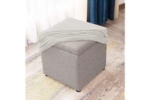 uyeoco Copri Pouf Fodera Poggiapiedi Quadrato Copripoggiapiedi Elastico 50x50/40 x 40 Cover Sgabello Copertura Protettiva per Ottomana(C,38X38CM)
