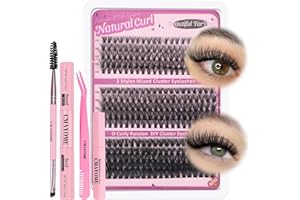 OWill Pestañas postizas Cluster Lashes Kit,300 PCS Pestañas pelo a pelo,Pestañas postizas naturales con pegamento, removedor, pinzas y aplicador,Pestañas pelo a pelo kit completo D Curl 30+40+50D