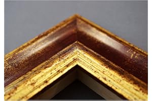 Artecentro Cornice Dorata per Quadri - Oro/Colore con o Senza passepartout in Legno-Varie Misure (Oro/Rosso, 50 x 70)
