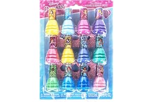 Princesses Disney coffret de 12 vernis et accessoires à ongles pour enfants, à base d'eau, décollables et à séchage rapide et, idéal pour les fêtes et les, à partir de 3 ans, par Townley Girl