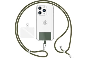 NALIA Lanière Universelle pour Telephone Portable, Cordon Tour De Cou pour Smartphone Etui, Porte Clef Chaine réglable avec Crochet Métallique e Carte, Sangle pour Épaule, Couleur:Vert Olive