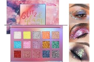 MTUVKGT Paleta De Sombras De Ojos Purpurina, Sombras De Ojos Brillantes Metálicas De 15 Colores, Eyeshadow Palette Con Lentejuelas Brillantes Para Mujeres, Paletas De Maquillaje Pigmentadas (15)