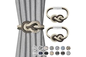 Pretty Jolly Mini magnetische Vorhang Raffhalter Nordisch Einfacher Stil Vorhang-Raffhalter Elegante dekorative Vorhang drapieren Krawatte zurück für Haus Fenster Drapery, Kaffee & Beige, 2 Stück