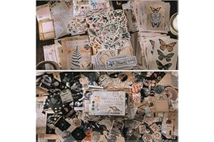 400 Pcs Autocollant Scrapbooking Vintage, Victse Autocollant Journal Scrapbooking Stickers, Washi Sticker, Autocollant Bullet Journal Décoratifs DIY Autocollants Scrapbooking Papier