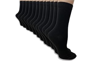 The Essentials Wardrobe Ladies Socks 12 Pack Cotton Blend Black Ankle Socks Comfortable Ribbed Top Socks Formal Casual Wear Soft Breathable Elastane Stretch socks Size 4-8