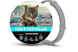 MERAPRIME Collar Antiparasitario Gatos - 4 Collares 32 Meses, Desparasitante Gatos Mosquitos, Pulgas y Garrapatas - Collar Antipulgas Gato, Desparasitacion Gato - 38cm Ajustable, Repelente Vegetal, Impermeable