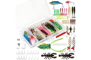 KOOLYOUTH Angelköder Set mit Angelbox, 107/137 PCS Angelzubehör Set einschließlich Spinner, VIB, Gummifische für Hecht, Zander, Forelle, Barsch, Köderbox Angeln Angel Köder für Süßwasser Salzwasser
