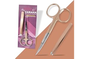 ZAMAHA UK ZAMAHA 2Pcs Nail Scissors with Tweezers, Stainless Steel, Curved Blades, Cuticle Scissors for Manicure and Pedicure, for Thick Toenails of Men and Women