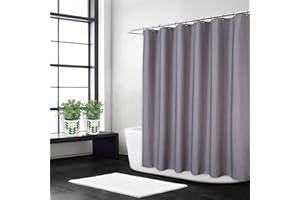 LINTIMES Len lniany jak 240 g/m2 ciężka bardzo długa tkanina zasłona prysznicowa z haczykami hotel luksusowy zmywalny, szary, 180 x 240 cm