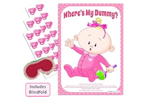 Uk Baby Shower Co Ltd, Pin the Dummy Baby Shower Game (30 Guest WITH Blindfold, PINK)