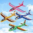 4 Pack Airplane Toys, Kids Throwing Foam Planes, Foam Airplane Models with 3 DIY Stickers, Gifts for Boys and Girls 3-9 Years, Outdoor Sports Plane Toys flying, Birthday Party Activities Gardon