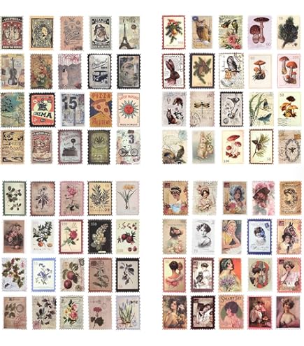 240 Pcs Autocollants Thème Du Timbre, Stickers Bâtiment Plantes Fleurs