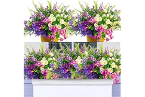 ‎JADEUNM Jadeunm 8 Bundles Artificial Flowers for Outdoors, Artificial Flowers Like Real Weatherproof Artificial Balcony Plants Artificial Plants Outdoor UV-Resistant for Indoor Outdoor Balcony Garden Balcony