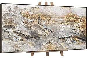 YS-Art XXL Abstrakt Acryl Luxus Design Gemälde auf Leinwand mit Rahmen glühen handgemalte Wandbilder Wohnzimmer modern Wohndekor Bilder echte Kunst 200x100 cm