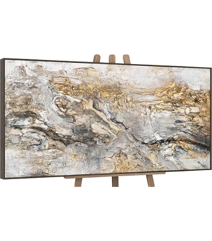 Handgemalte Leinwand Bilder,Abstrakte Moderne Wandkunst Orient Gold