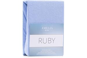 AmeliaHome Spannbettlaken 100x200-120x200 cm Frottee Baumwolle Spannbetttuch, hellblau