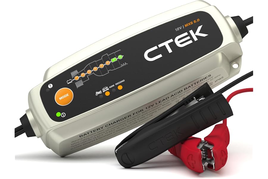 CTEK MXS 5.0, Cargador Batería 12V 5A con Compensación De Temperatura Incorporada, Cargador De Batería De Coche Y Moto,