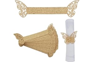 URROMA Napkin Rings, 50 Pcs Auratus Butterfly Napkin Holders Napkin Buckle for Christmas Lunch Thanksgiving Party Holiday Wedding Table Decoration