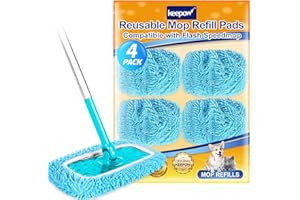KEEPOW Reusable Pads for Flash Speed Mop Refill Wipes, Microfiber Wet Dry Refills for Flash Speed Mop Starter Kit, Machine Washable Up to 100x (4 Pack)