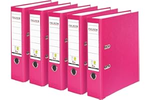 Falken lot de 5 classeurs en plastique PP-Color Végan. Fabriqué en Allemagne. 8 cm, DIN A4, rose pastel