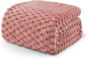 Exclusivo Mezcla Kuscheldecke Fleece Decke, Flauschige Sofadecke 150 x 200 cm, Jacquard-Überwurfdecke Wohndecke Tagesdecke, Warm und Leicht für Ganzjahreszeit, Rosa