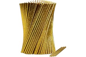 LIVES ON GREEN Pajitas de papel desechables doradas de 1000 unidades, 19,7 x 0,6 cm, para fiestas, bodas, vacaciones