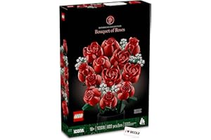 BRICK FLIP Lego 10328 Décoration de bouquet de roses pour adultes avec carrelage imprimé Collection Botanical