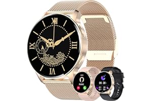 ‎JUBUNRER JUBUNRER Smartwatch Damski Męski Inteligentny Zegarek Telefon 1.34" Ekran Dotykowy HD Zegarek Fitness Okrągły Wodoodporny Krokomierz Monitor Cykl Menstruacyjny Prezenty Android IOS [3 Paski]