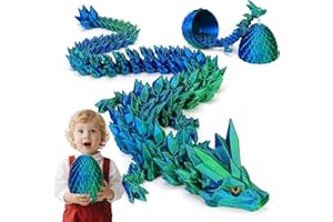 YILCER Magnetic Dragon Egg, 43CM 3D Printed Dragon, Dragons Fridge Magnet, 3D Printed Animals Set, Easter Gifts for Kids (Blue-green with eyes)