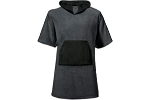 CelinaTex Happyfun Surf Poncho 80 x 110 cm con Tasca a Marsupio Donna Uomo Bambino Micro Flanella Grigio Antracite Nero