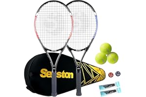 Senston Racchette da Tennis Professionali da 27" (68,5 cm), per 2 Giocatori, con copertura, overgrip da tennis, smorzatore di vibrazioni