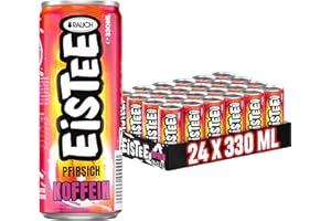 Rauch Eistee Pfirsich + Koffein – Fruchtigster Eistee mit Pfirsich Geschmack (Einweg, 24 x 330 ml)