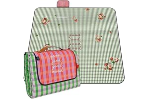 PERLETTI Manta Picnic Impermeable Adultos Familias 200x200 - Manta Camping Picnic Blanket Playa Parque Jardín Senderismo - Alfombra para Exterior Plegable Portátil Multifunción (Flores, 200x200)